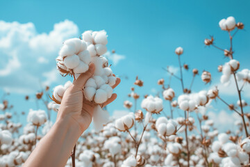 hand-held white cottons and cotton field
