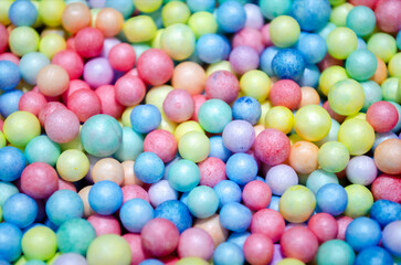 Close up of colorful foam ball texture abstract background concept design idea, Colorful bright background. 