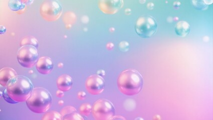 Iridescent Dreams: Shimmering iridescent bubbles float against a pastel gradient background, evoking a sense of whimsical magic and tranquility. 
