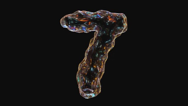 Number 7 animation isolated on black background