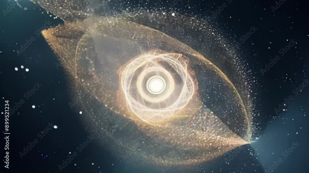 Poster in a neverending loop particles join separate and rejoin producing everchanging fractal shapes that 