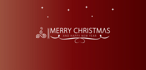 A vibrant red background featuring Merry Christmas and Happy New Year text creates a joyful and celebratory atmosphere