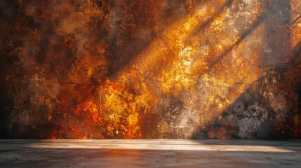 Abstract grungy textured wall with sunlight