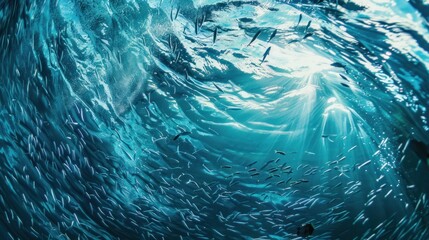 Fish swimming in the water underwater background swirling in the sea