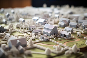 miniature 3d printed landscape city, miniature