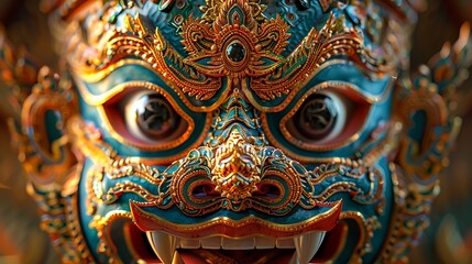Fototapeta premium Vibrant Traditional Mask with Intricate Embellishments