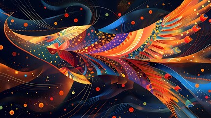 Abstract Colorful Bird in Flight with Geometric Patterns