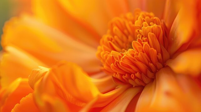Macro shot of orange marigold bloom