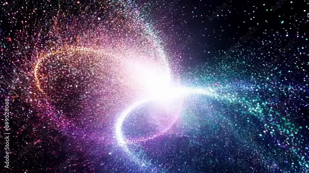 Poster an explosive burst of chromatic lights as particles collide and burst with energy to create a truly 