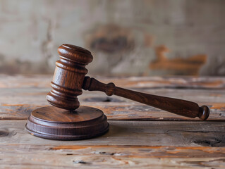 Wooden judge's gavel on the table as a trial concept. Neural network AI generated art