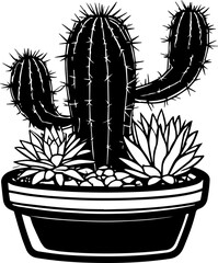 Hand drawn cactus doodle icon vector illustration