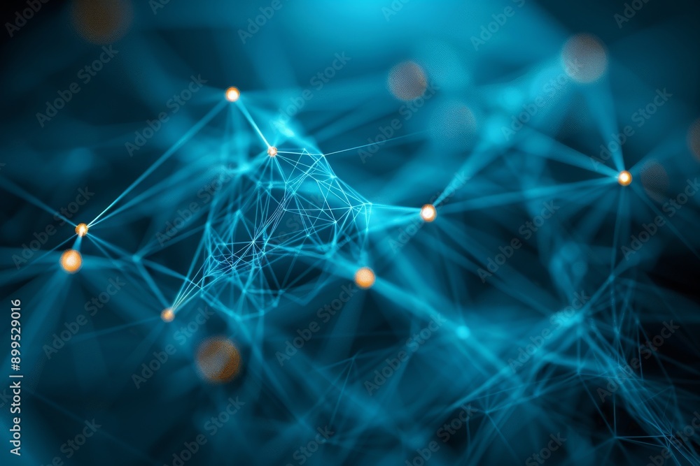 Poster blue network connections representing digital communication and data exchange in a futuristic tech e