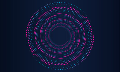 Abstract background dots speed lines round shapes. Radial speed lines pattern in circle form for technology round icon, comic book cover. Vector illustration
