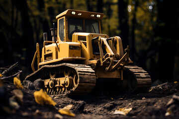 photo of construction bulldozer, bulldozer on construcction site