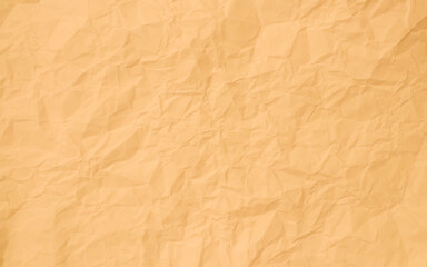 Vector realistic crumpled paper texture background. Clean light orange paper, wrinkled, abstract background.