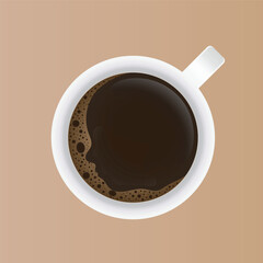 A birds eye view of a coffee cup illustration with person silhouette in the coffee