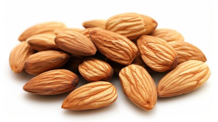 Small mound of healthy almonds stacked on top of each other