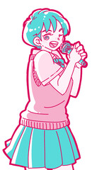 カラオケを楽しむ女子高生