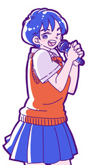 カラオケを楽しむ女子高生