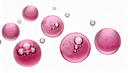 Levitating Beauty: Isolated Round Drops of Pink Oil on Transparent Background