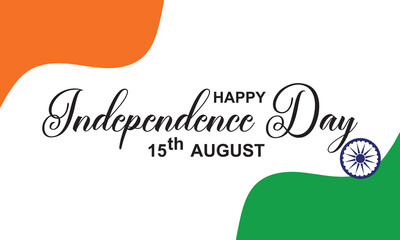 15 August India Happy Independence Day Banner Design with Copy Space, 3D Tri Color India Flag Ribbon Background Design, Holiday Design for Social Media Post. Happy Independence Day. Vector . EPS 10