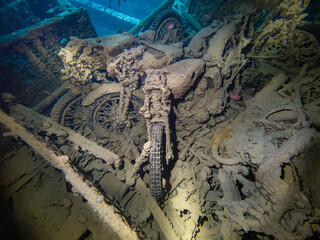 Norton 16H Motorcycle in the SS Thistlegorm Ship Wreck Cargo Hold