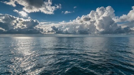 Fototapeta premium Calm weather on sea or ocean with clouds