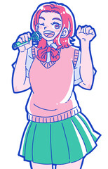 カラオケを楽しむ女子高生