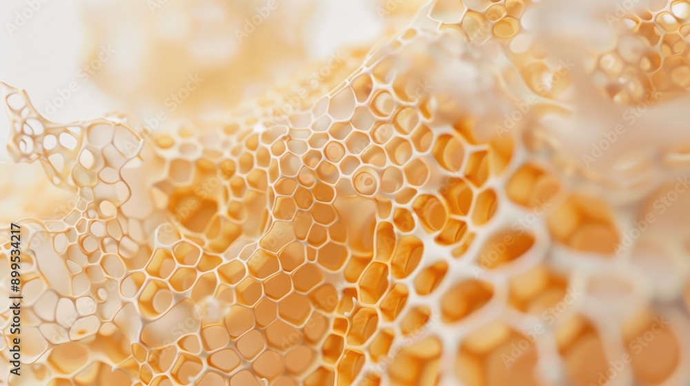 Poster warm, golden organic structure with a honeycomb pattern in an abstract design