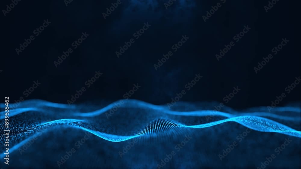 Poster technology wave dots particle background animation