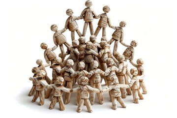 Obraz premium Creative image of miniature people standing on a stack of cubes representing unity and collaboration