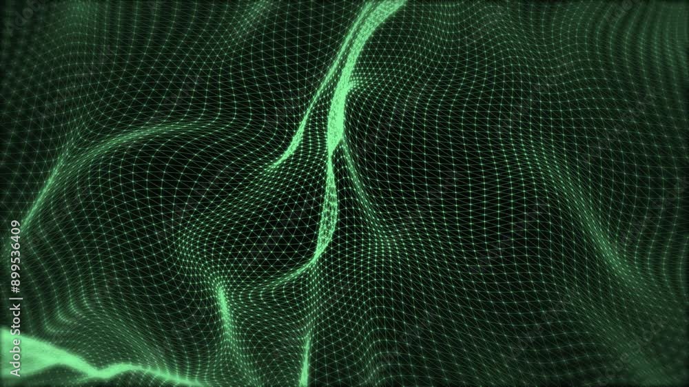 Poster technology wave dots particle background animation