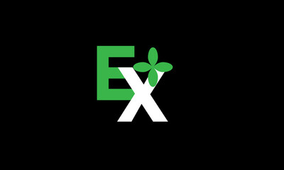 Fototapeta premium EX Leaf Logo Initial Green Nature