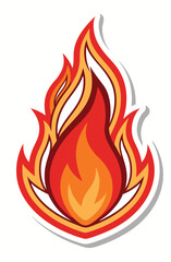 Realistic Fire Flame Logo Isolated On White Background