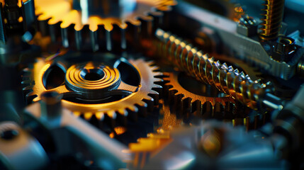 Close-up of intertwined gears and mechanical components, illustrating precision and engineering marvel.