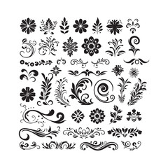 A collection of simple floral and ornamental designs