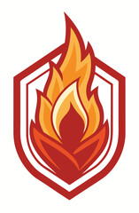 Realistic Fire Flame Logo Isolated On White Background