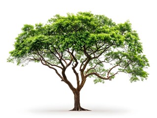 A Majestic Rosewood Tree with Lush Foliage on a Plain White Background