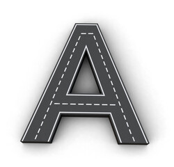 A alphabet Road 3d top view png. Road Uppercase letters. Road Style alphabet 3d.