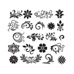 A collection of simple floral and ornamental designs