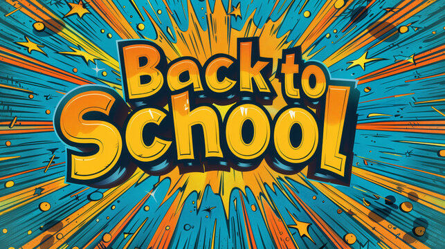 A graphic design featuring the words Back To School in a bold, comic book style font.