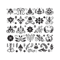 A collection of simple floral and ornamental designs