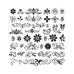 A collection of simple floral and ornamental designs