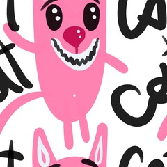 set of funny cartoon monsters abstract seamless pattern background fabric fashion design print wrapping paper digital illustration art texture textile wallpaper colorful apparel image 