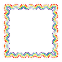 Rainbow dots circle frame. Rainbow dors border. Rainbow dots. Vector isolated abstract illustration. Red, Yellow, green, blue, purple, orange.