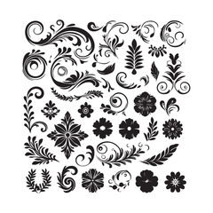 A collection of simple floral and ornamental designs