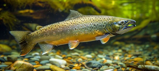 Fototapeta premium Wild salmon fish. Generative AI technology.
