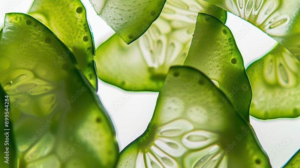 Aufkleber white background showcases a pattern of cucumber slices with visible seeds