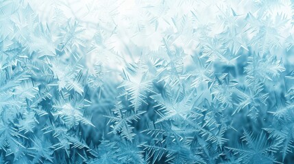 Frozen pattern on winter window Blue ice winter background, texture blue wallpaper Fozen blue background