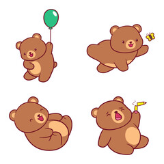 Adorable cute Bear Cartoon celebrating perfect for mercendhise printing purposes